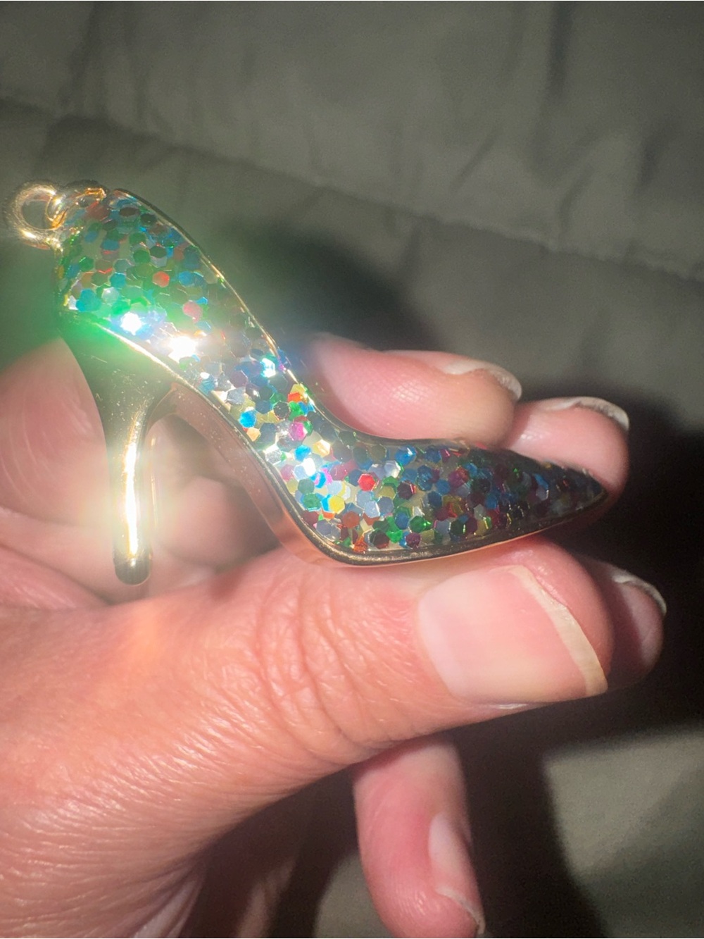 Kate spade Gold High Heel Keychain, Fob Multicolor Glitter Accent. rare! - Picture 7 of 10